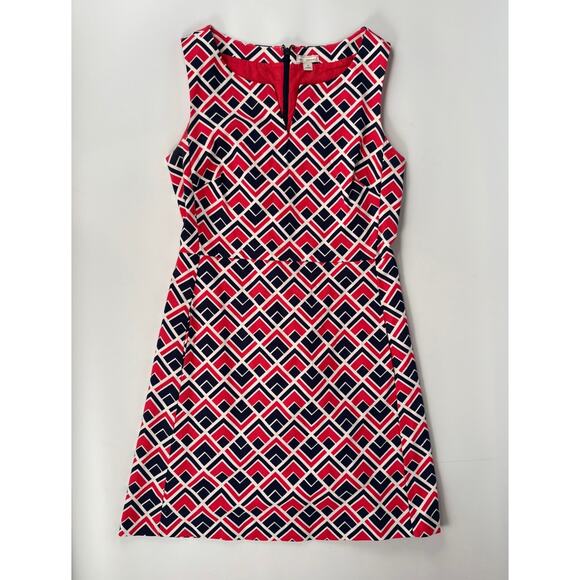 GAP Sheath Dress Sleeveless Pink Blue White Geometric Dress Midi Lined SIZE 4 90 - Picture 9 of 9